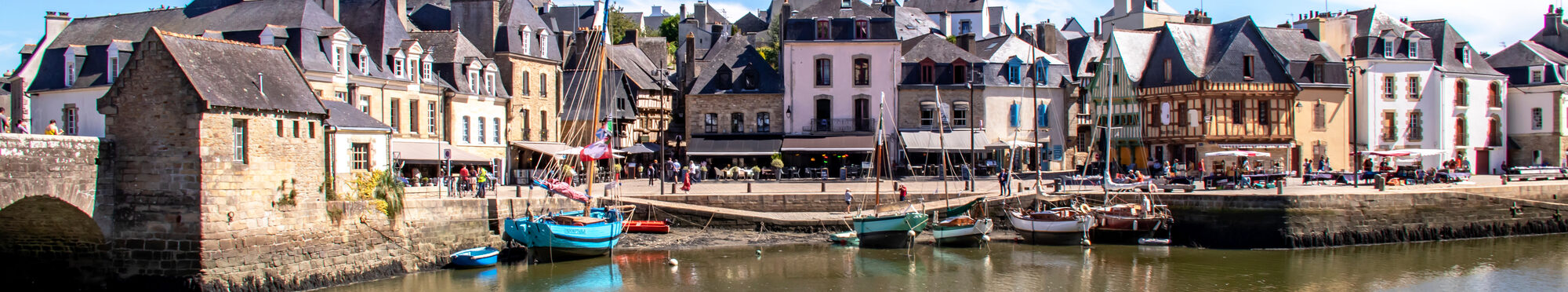 Auray, Quartier de Saint-Goustan. Vue panoramique sur le port . Morbihan. Bretagne